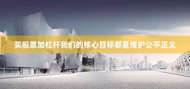 买股票加杠杆我们的核心目标都是维护公平正义